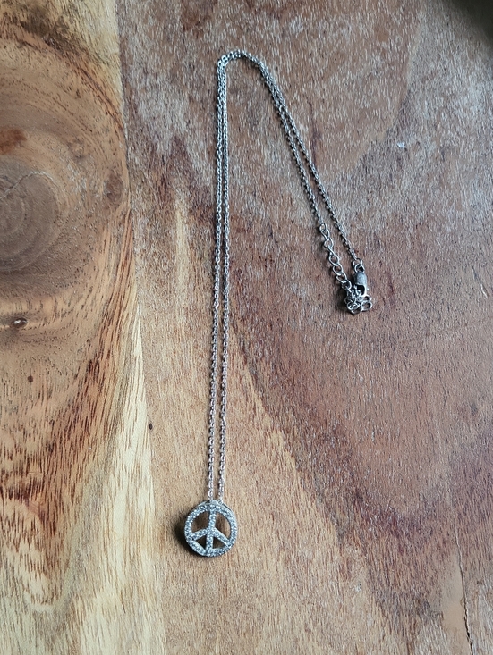 Jewelry - Silver Peace Sign Pendant Necklace - Women's Jewelry